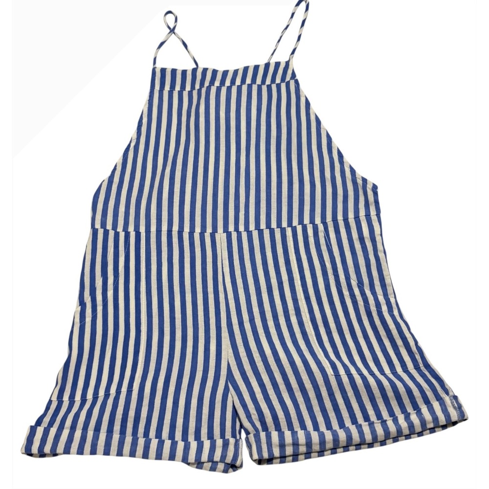 Vitamin A Blue White Striped Romper Size Tag Missing